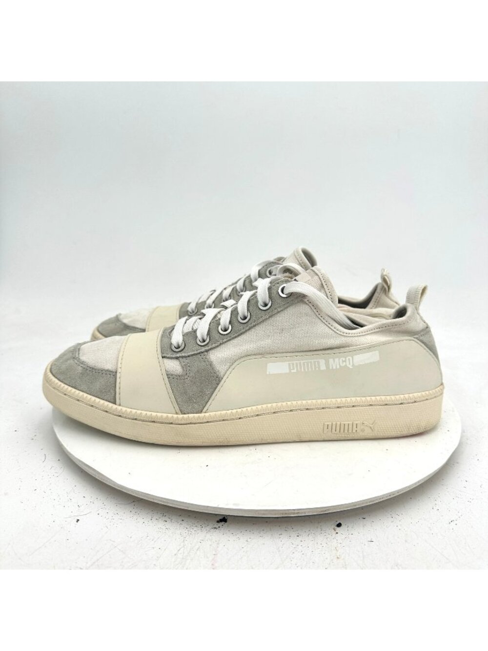 Puma MCQ Serve Men Size 10.5 361489 01 White Grey Suede Lace Up Casual Shoes